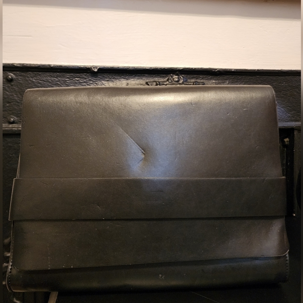 Black Clutch Modern Structured Magnetic Flap